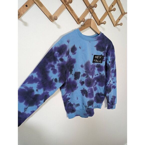 Addison Rae Hey Y'All Blue and Purple Tie Dye Crew Neck Sweatshirt - Size S - Picture 3 of 5